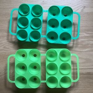 Set of 2 Jell-O Egg Jigglers Shooters Plastic Mold 1 Smooth 1 Etched Excellent